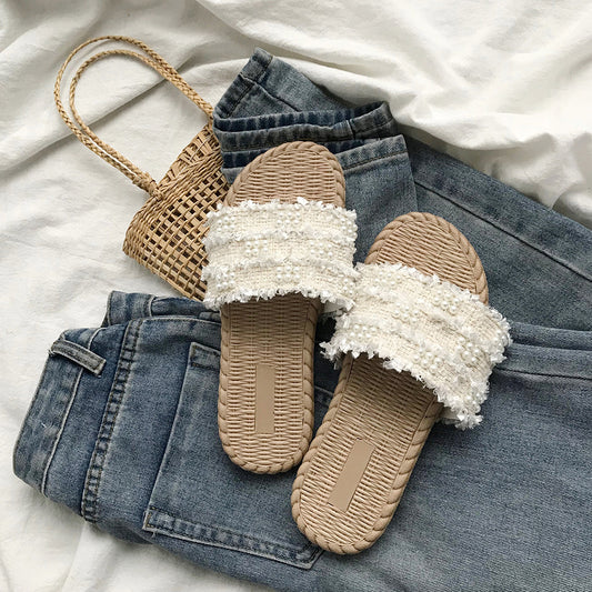 Net red fairy wind flat slippers