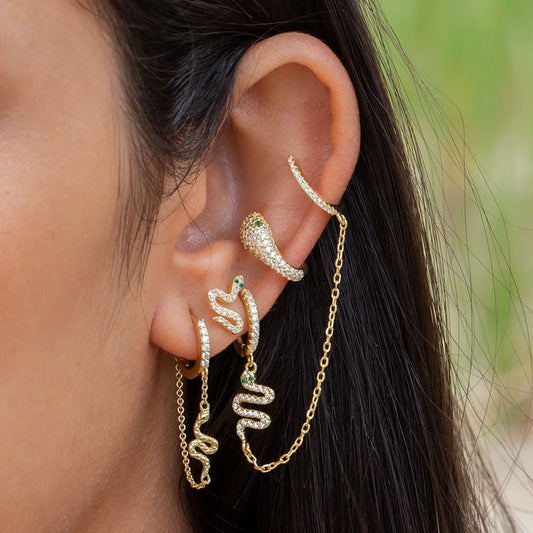 European And American Luxury Zircon Snake Stud Earrings