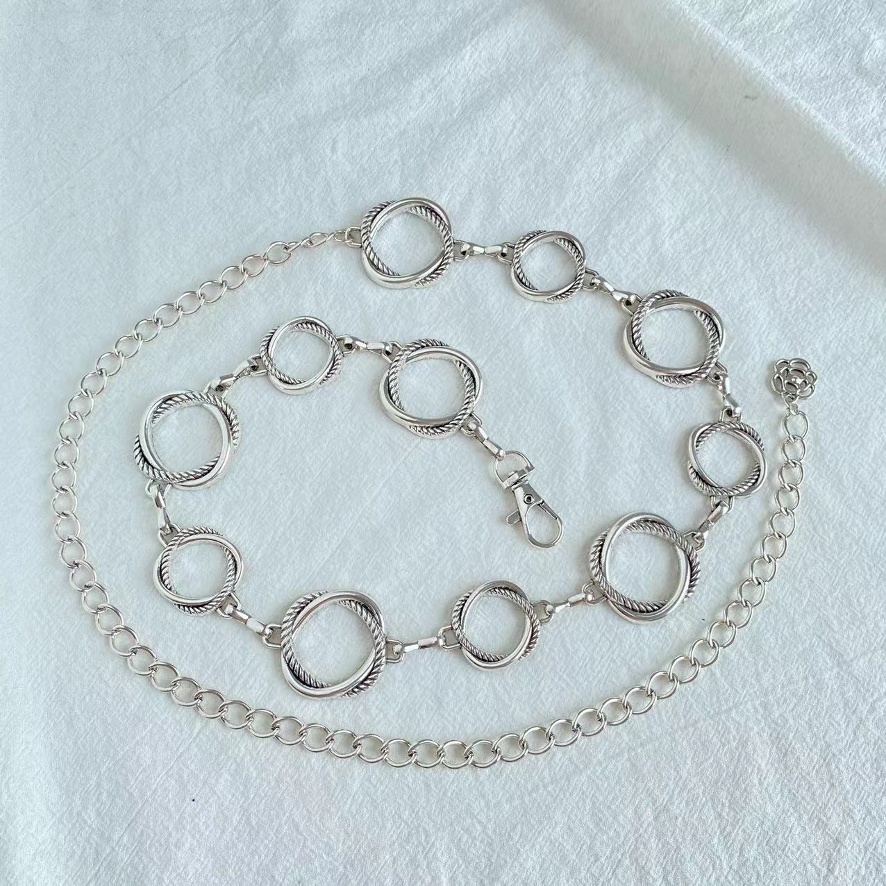 Geschnitzte geometrische Retro-Hüftkette für Damen