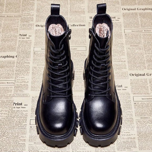 Women's New Autumn And Winter Plus Velvet Thick Thick-soled Martin Boots