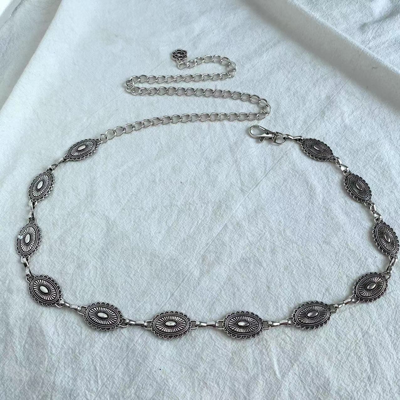 Geschnitzte geometrische Retro-Hüftkette für Damen