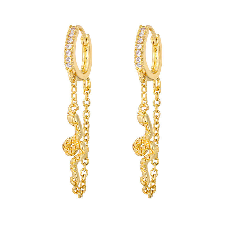 European And American Luxury Zircon Snake Stud Earrings