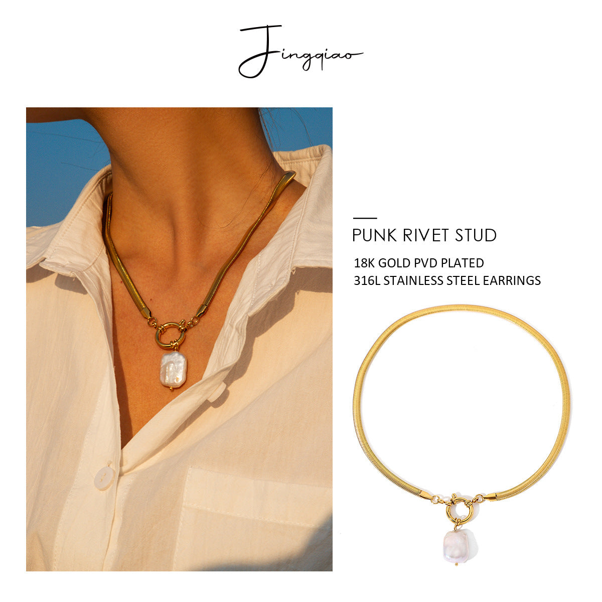 Titanium Steel Freshwater Pearl Stainless Steel Necklace