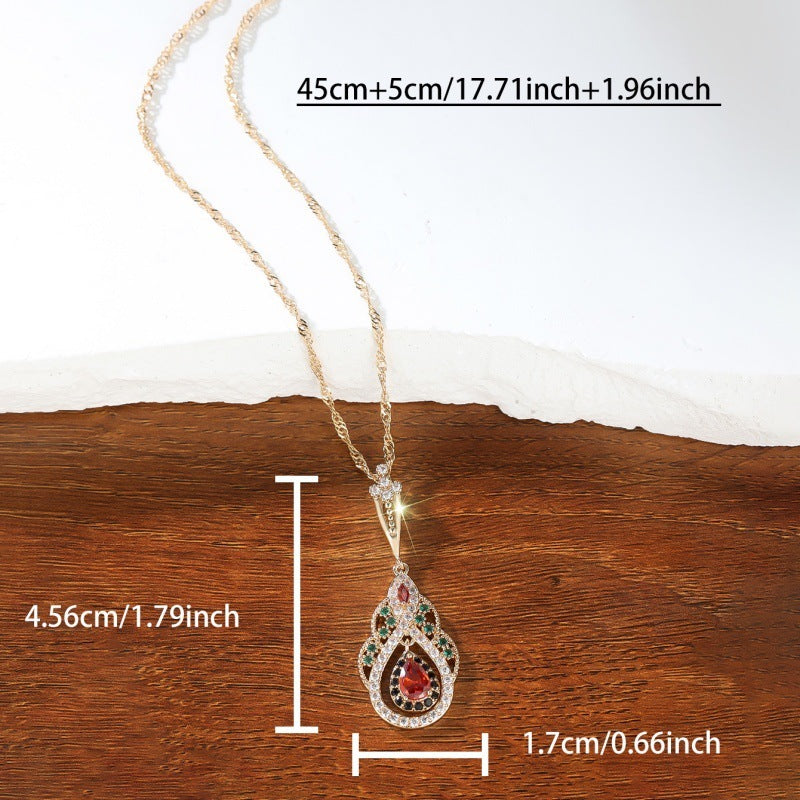 Pomegranate Red Black Diamond Emerald Vakarufalhi Sweet Elegant Necklace