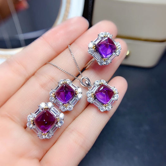 Amethyst Anzug Weibliche Kristall Sauber Feuer Burst Flash Silber Intarsien Licht Luxus