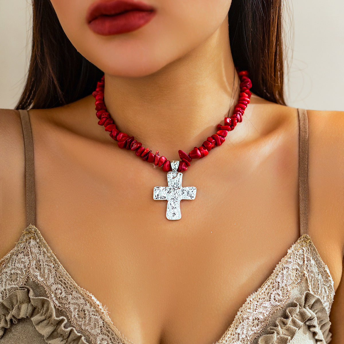 Retro Turquoise Beaded Gravel All-match Necklace